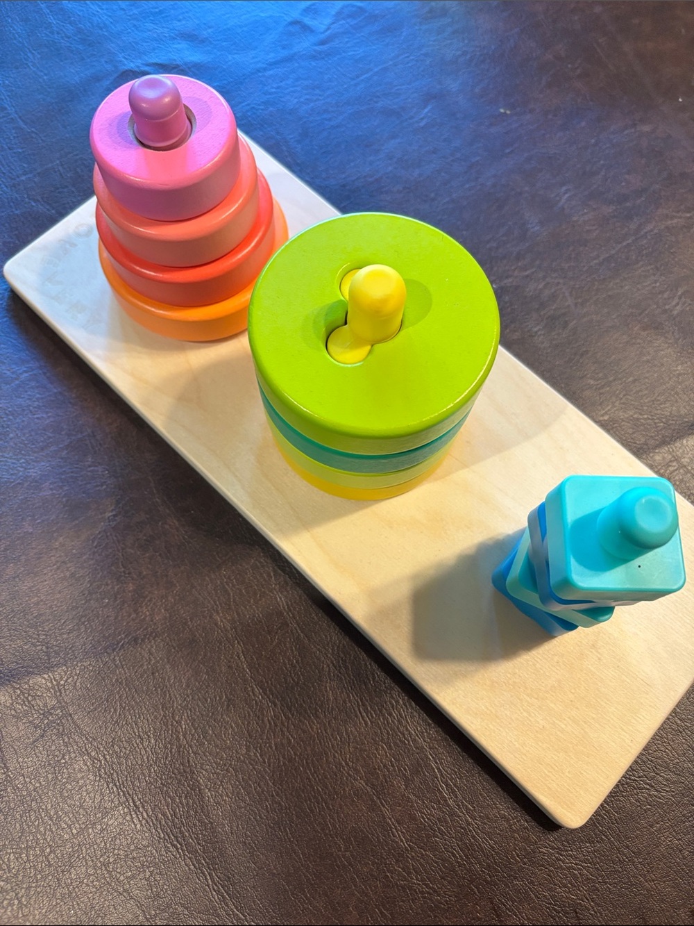 Wooden Color Sorting Stacker Toy - Bright Multicolor Set